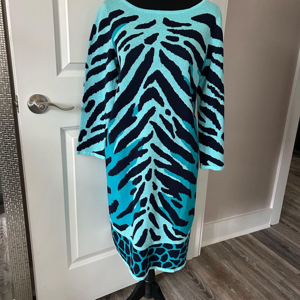 Nwt Lilly Pulitzer Blue And Black Animal Print Dress
